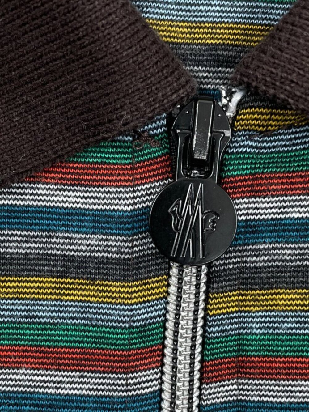 Moncler Striped Quarter Zip Polo Shirt Long Sleeve Slim Fit Men's Medium - Picture 5 of 16